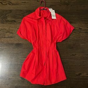 Zara Red Button Up Romper